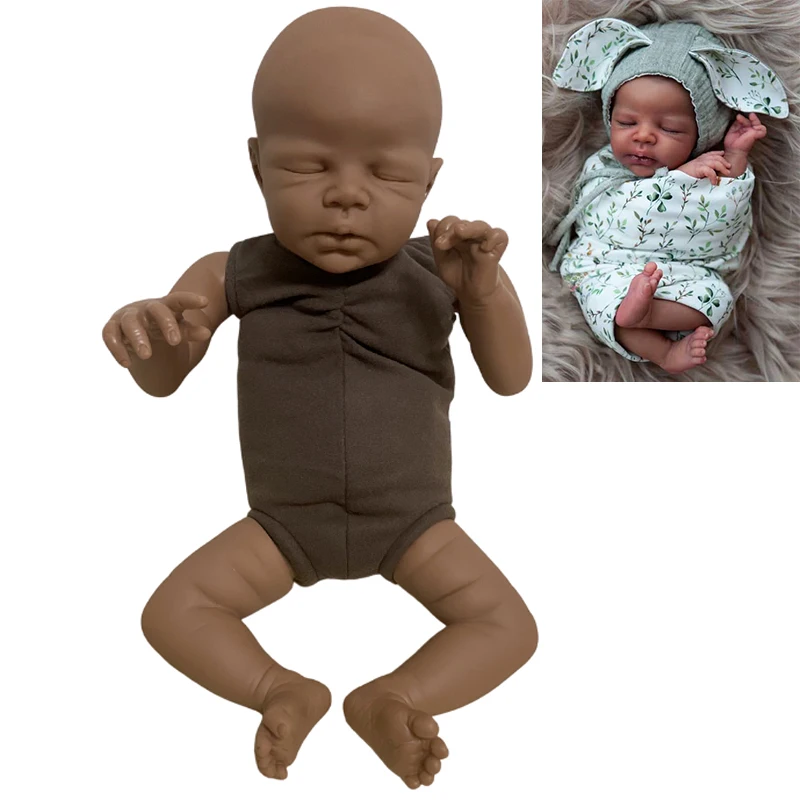 19 Inch Romy Reborn Doll Kit Black Skin Baby Doll Soft Touch Unpainted Unfinished Doll Parts DIY Blank Doll Kit Zendric 16 Inch