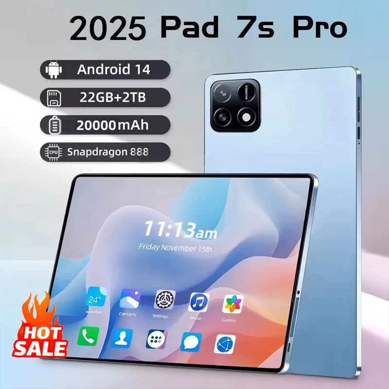 

2025 Original Pad 7S Pro Tablet Android 14 22GB+1TB 11inch 20000mAh 5G Dual SIM WiFi HD 4K Screen Children's Kids Tablet PC