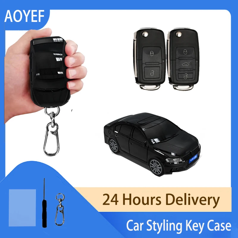 

For LAVIDA Appearance for VW Golf Tiguan Polo Passat CC SEAT Skoda Mk6 Octavia Jetta Beetle Flip Folding Key Case Cover Chain