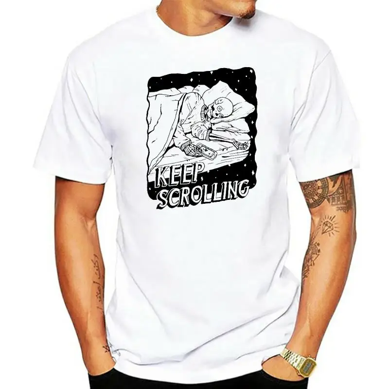 Keep Scrolling Screen print t-shirt pop surreal horror pop culture alternative skeleton illustration screenprint black and white