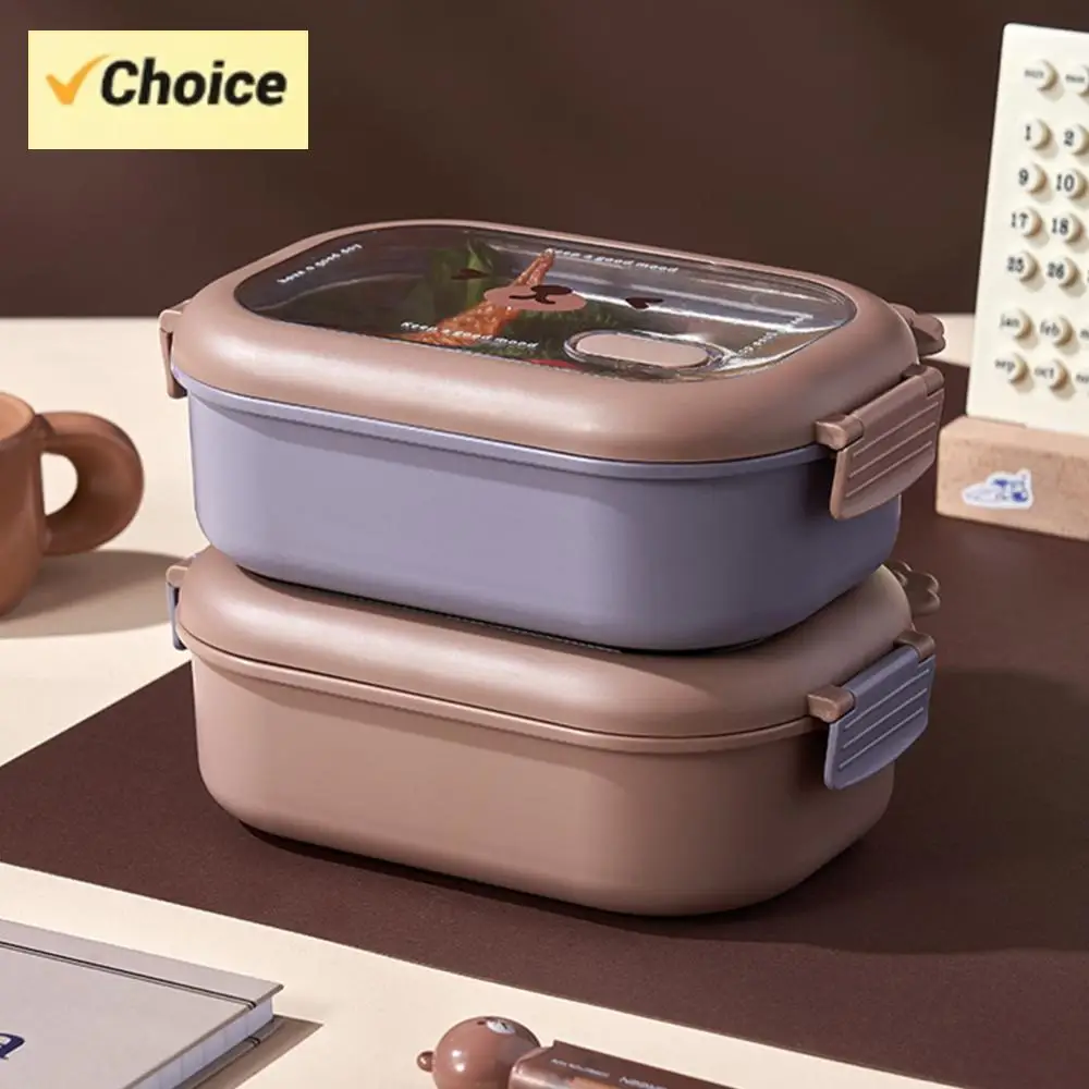 Stainless Steel Bento Box BPA-Free Cartoon Lunch Box Double-Sided Locking Design 1000ml Deposit Meal/Fruit/Vegetables and Salads