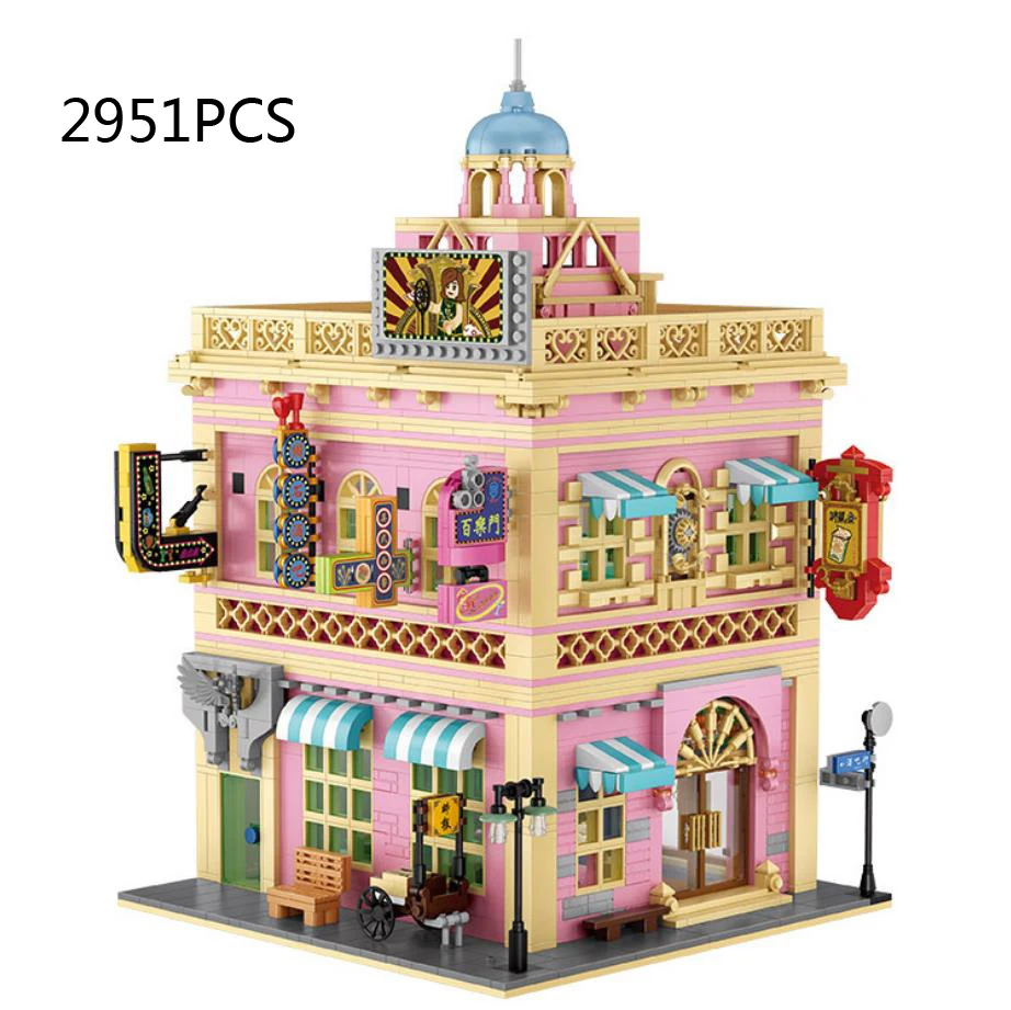 

Creative China City Street View Ball Room Bar Mini Block Figures Building Brick Streetscape Shanghai Paramount Toys For Gifts