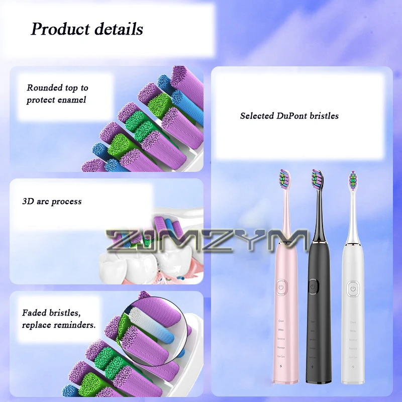 Smart Silent Electric Toothbrush Soft Wool Waterproofing Five Speed Electric Toothbrush Inductive Rechargeable Toothbrush