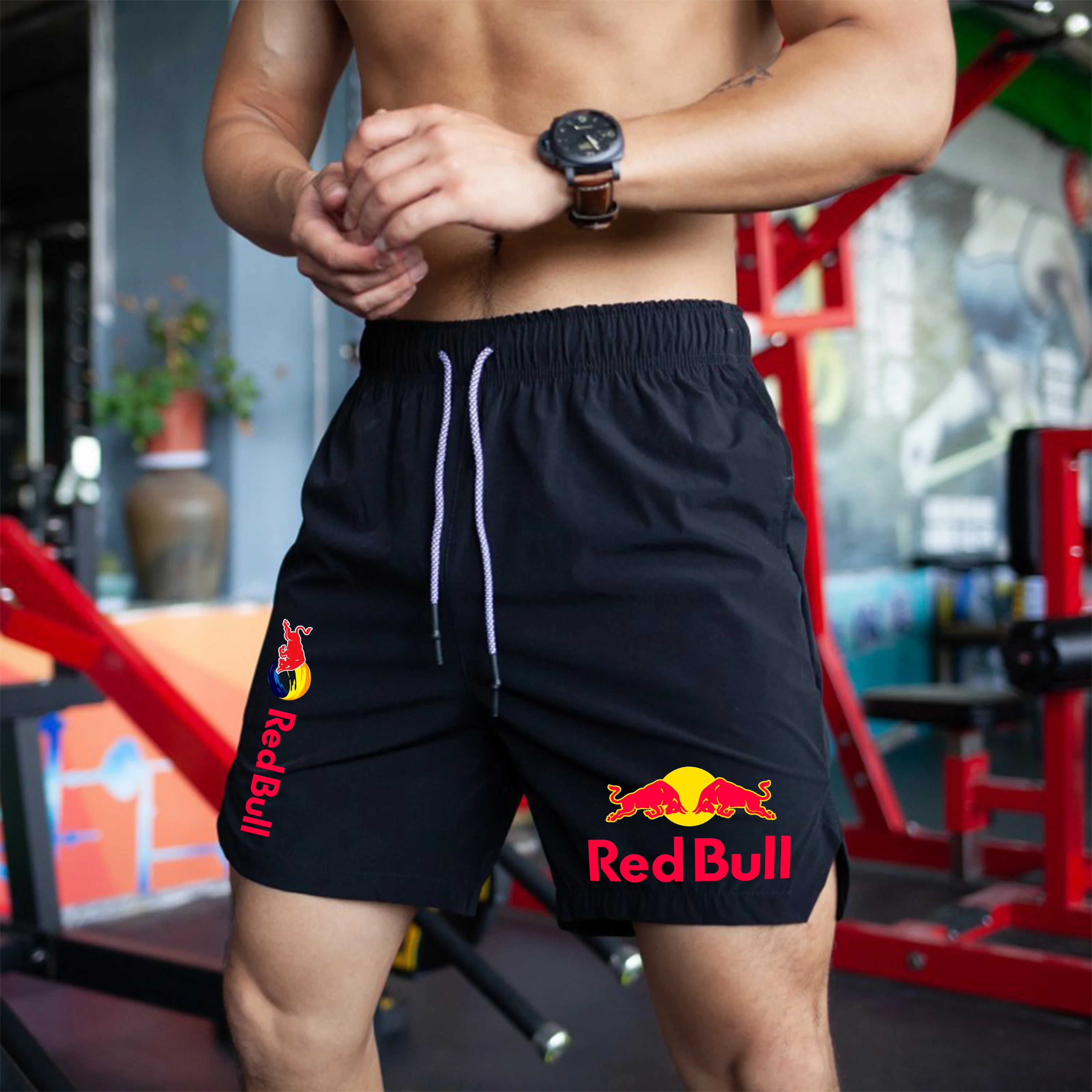 

Summer Men'S Red Bull Logo Fitness Shorts, Bodybuilding Running Shorts, Jogging Shorts, Breathable And Comfortable Sports Pants