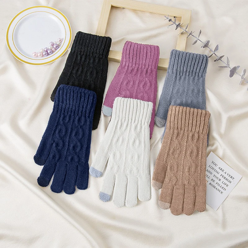 

Winter Versatile Women's Touch Screen Gloves Knitted Thickened Warm Gloves