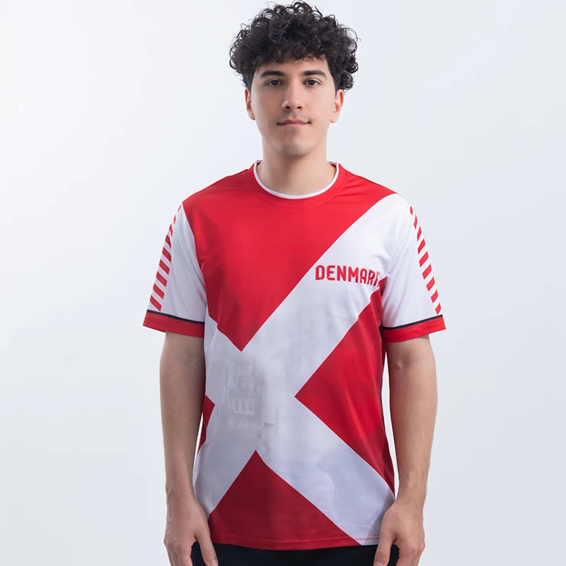 

2024 new design Denmark soccer jersey for the European football team high quality breathable quick drying 100% polyester shirts