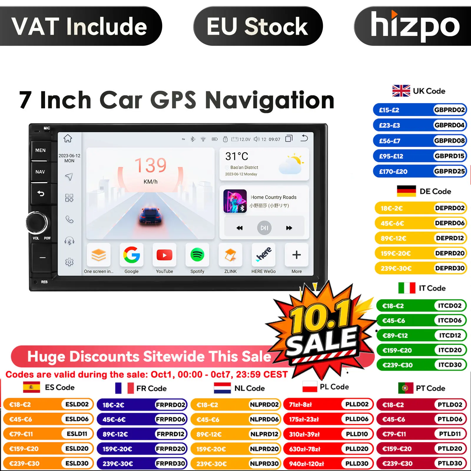 8G + 128G 7 pollici Autoradio Carplay 2 Din Android Auto Autoradio GPS per lettore multimediale Stereo universale unità principale di navigazione RDS