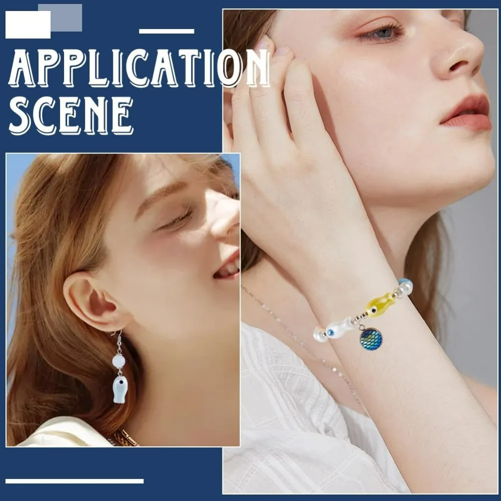 1박스 48개 12색 세라믹 비즈 열대어 비즈 해양 해양동물 밝은 유약 컬러풀 귀여운 도자기 스페이서