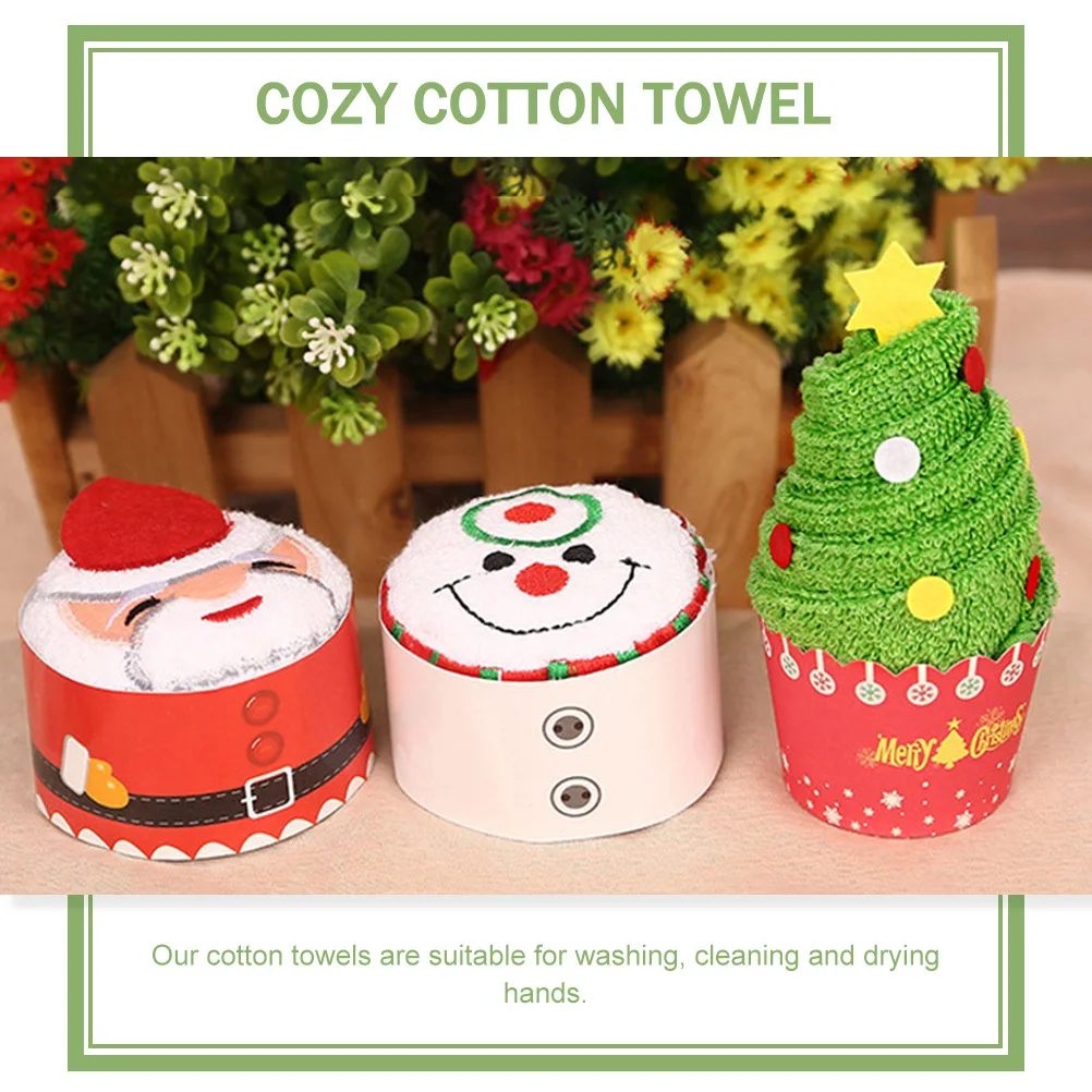 

2pcs Christmas Towels Cotton Washcloths For Holiday Hand Drying Decorative Bathroom Supplies Xmas Tree Shaped Towel Christmas