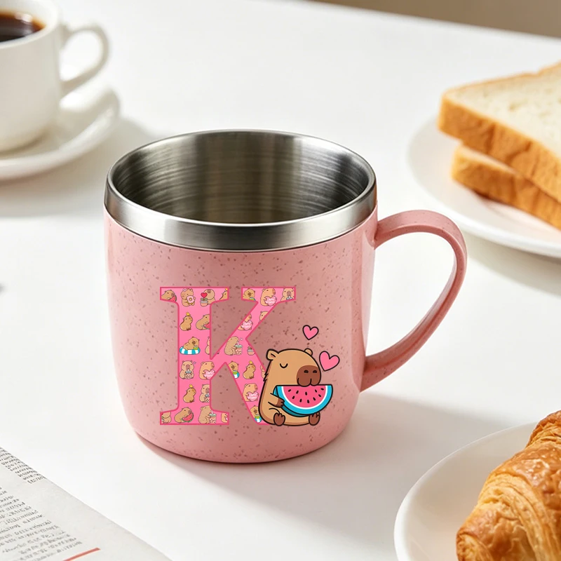 Capibara Edelstahl-Wasserflasche für Jungen und Mädchen, Anime-Cartoon Niedlicher Zahnbürstenbecher, Kinder-Mode Kawaii Wasserbecher Geschenke