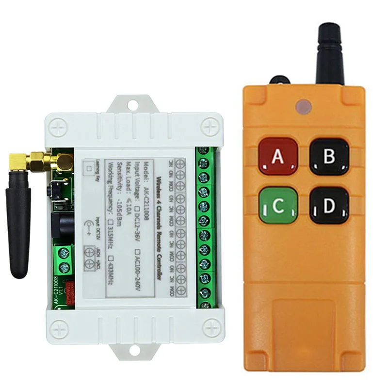 433MHz Universal Wireless Remote Control DC12V 24V 36V 4CH Relay Radio controller Receiver Module RF Switch & Gate Garage opener