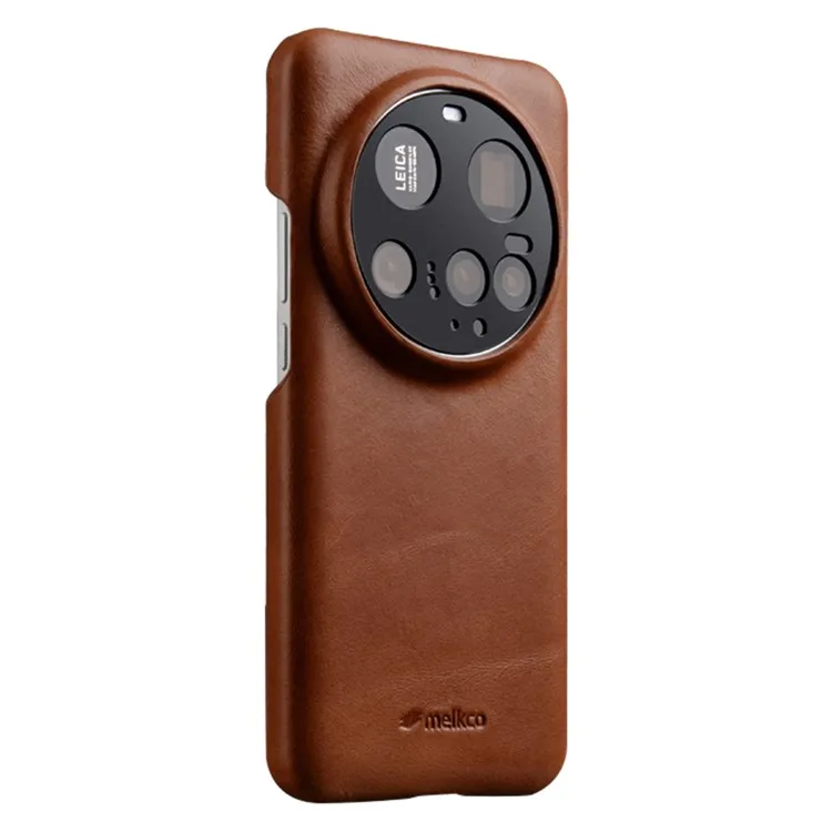 

MELKCO For Xiaomi 15 Ultra Case Compatible with MagSafe Waxy Genuine Cow Leather PC Phone Back Cover - Brown
