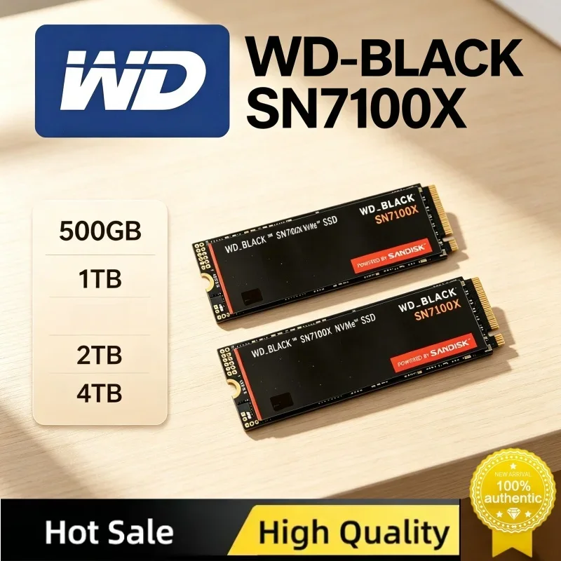 WD_BLACK SN7100X M.2 2280 PCIe4.0 NVMe SSD 4TB Unidade de Estado Sólido de Alta Velocidade para Jogos, Armazenamento Interno para Laptop e Desktop