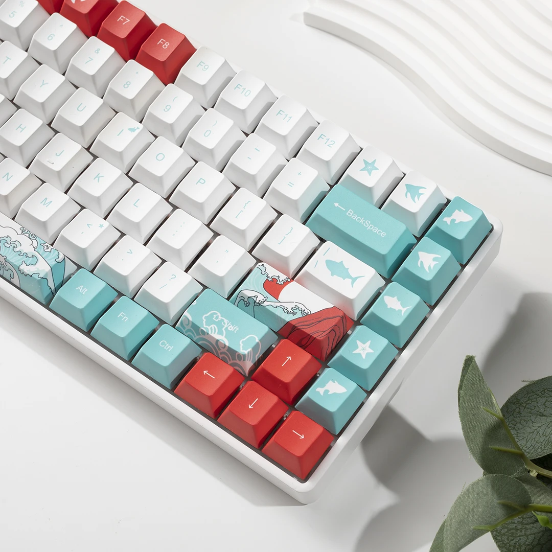 Altamente Coral Sea Keycap, Sublimação Material PBT, 87, 84, 75, 68, cinco lados