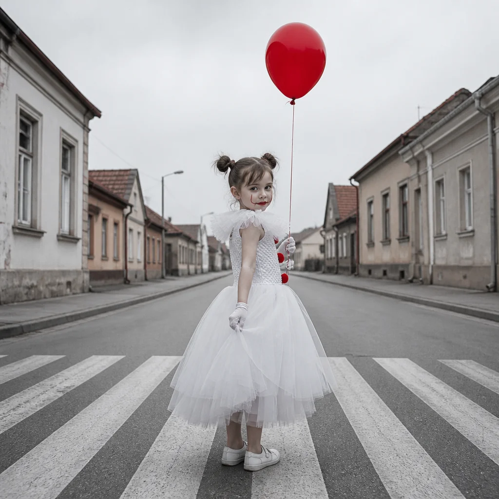 Girls Grey Clown Joker Halloween Costume Dress 2026 Carnival Party Role Playing Outfit for Kids Children 2-8Y Vestido
