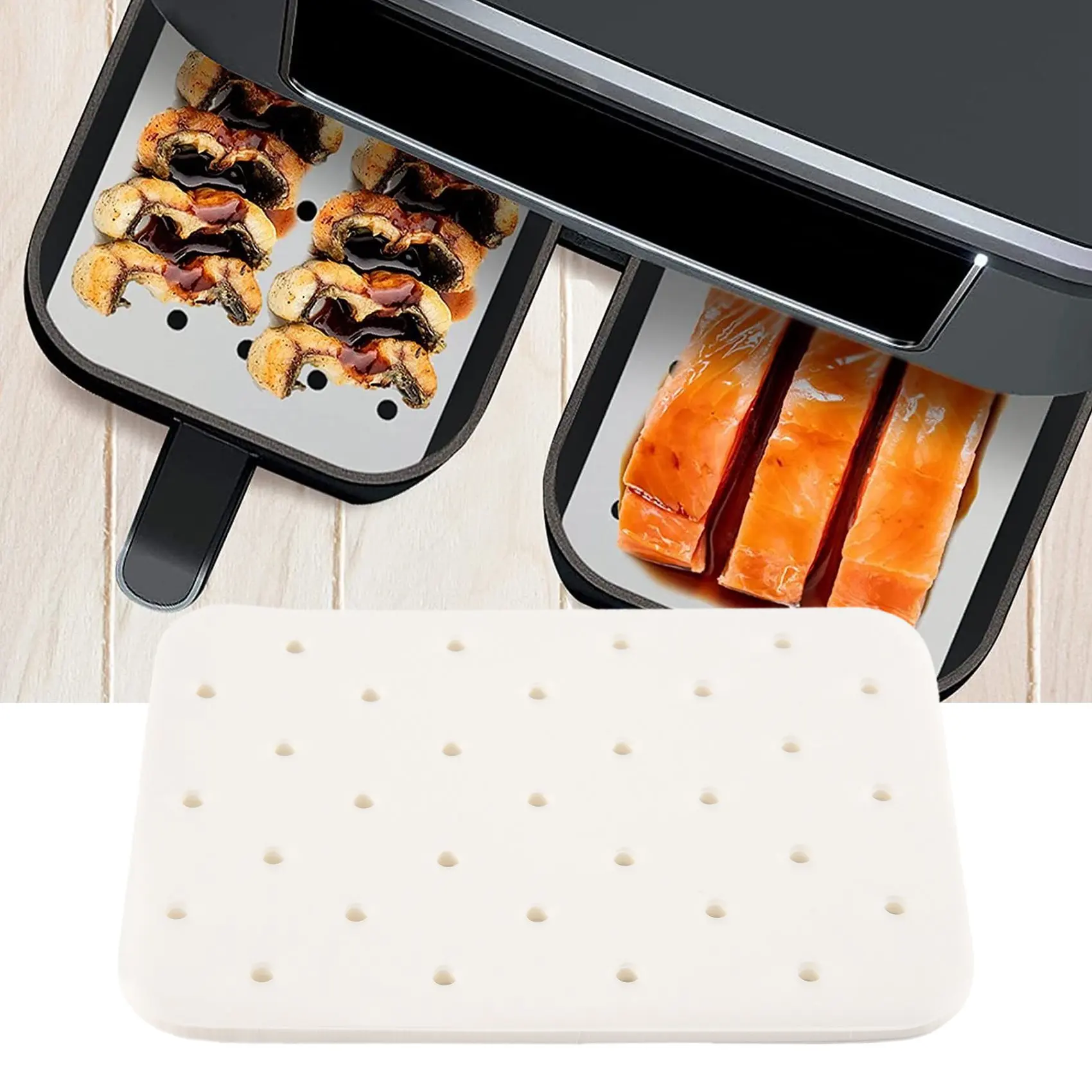 AEE8-Fryer Paper,Air Fryer Parchment Paper Liners For Ninja Foodi Dual Air Fryer DZ201,DZ401 Air Fryer Liners Paper