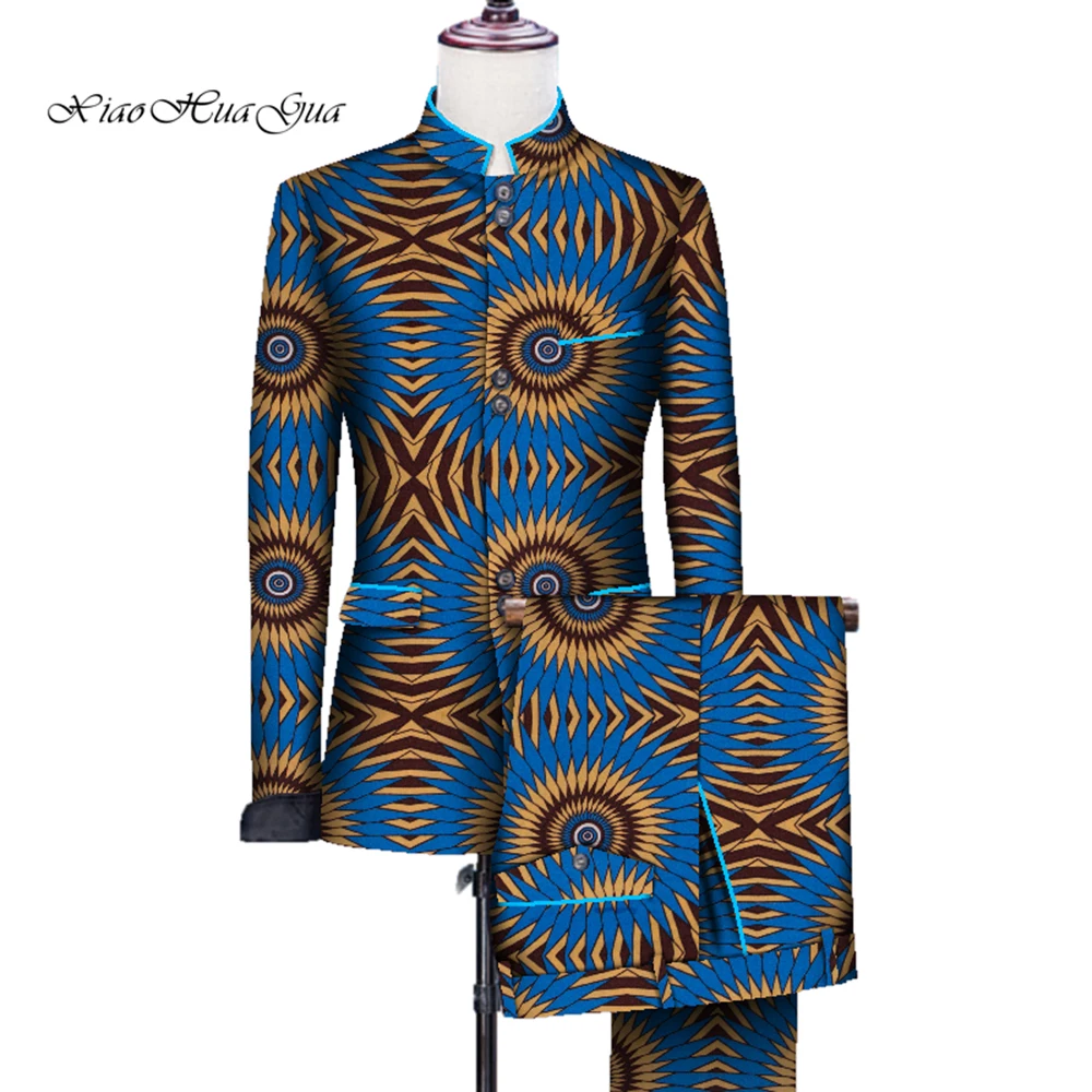 In Stock 4XL Men African Outfits Set African Print Tops and Pants Fashion Men Suits African Clothing WYN705-XH-4XL