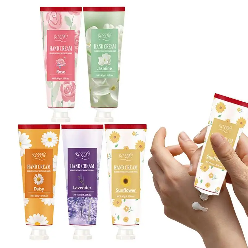 

Hand Cream Gift Set 5pcs Scented Hydrating Lightening Moisturizing Hand Lotion Anti-Crack Not Greasy Hand Lotion Birthday Gift