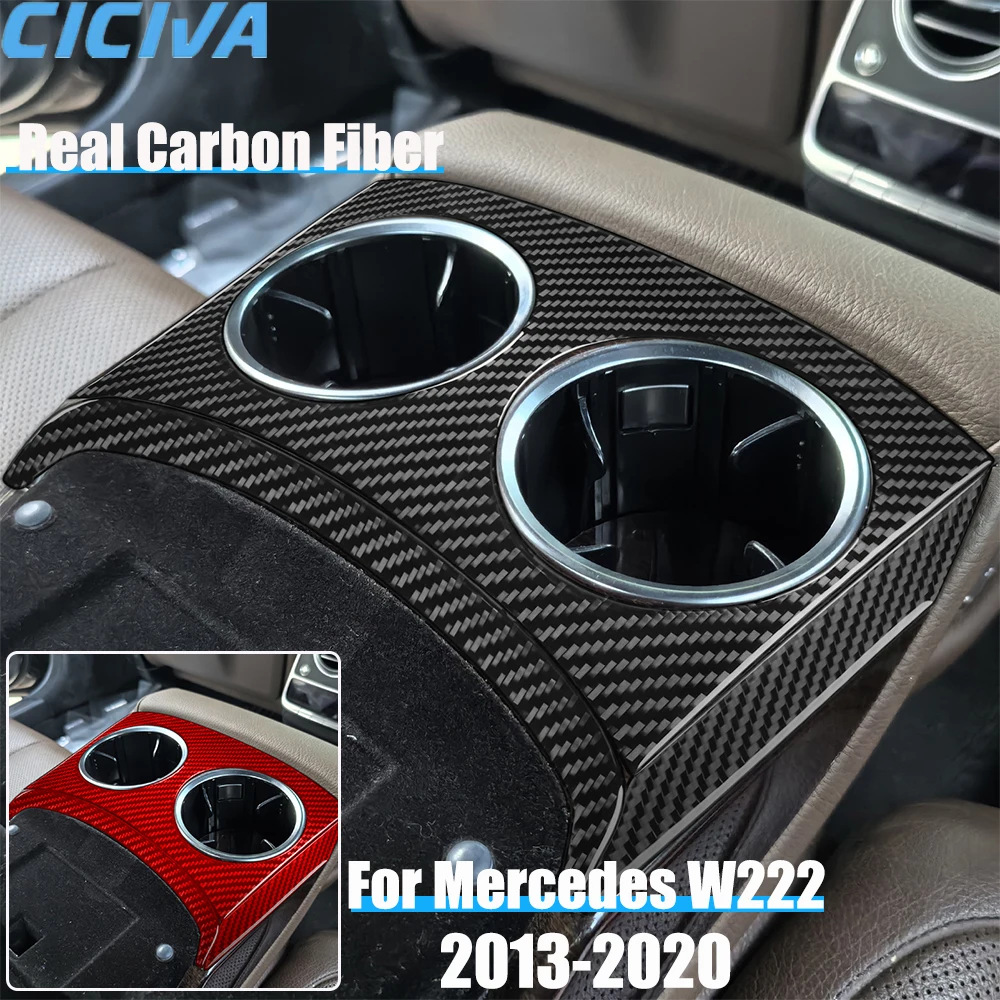 

Настоящие автомобильные аксессуары из углеродного волокна, задний держатель для чашки, наклейка для Mercedes Benz W222 S-Class/Maybach 13 14 15 16 17 18 19 20