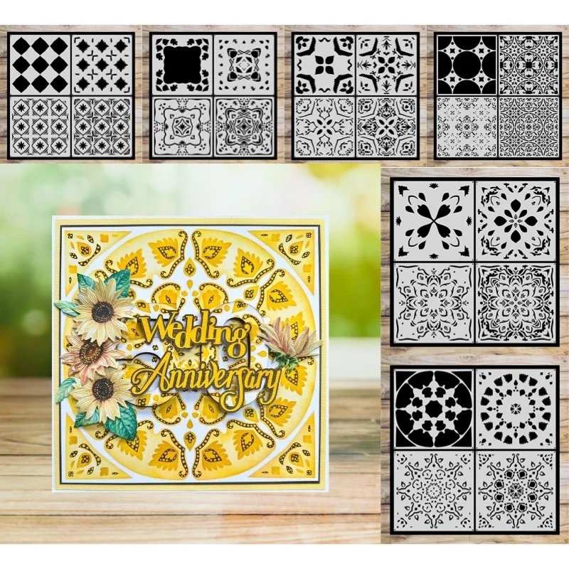 

Happy Birthday Diamond Bloom Floral Harmony Tile Tapestry Gilded Lines Metal Cutting Stencil Embossing Greeting Card 2024 New