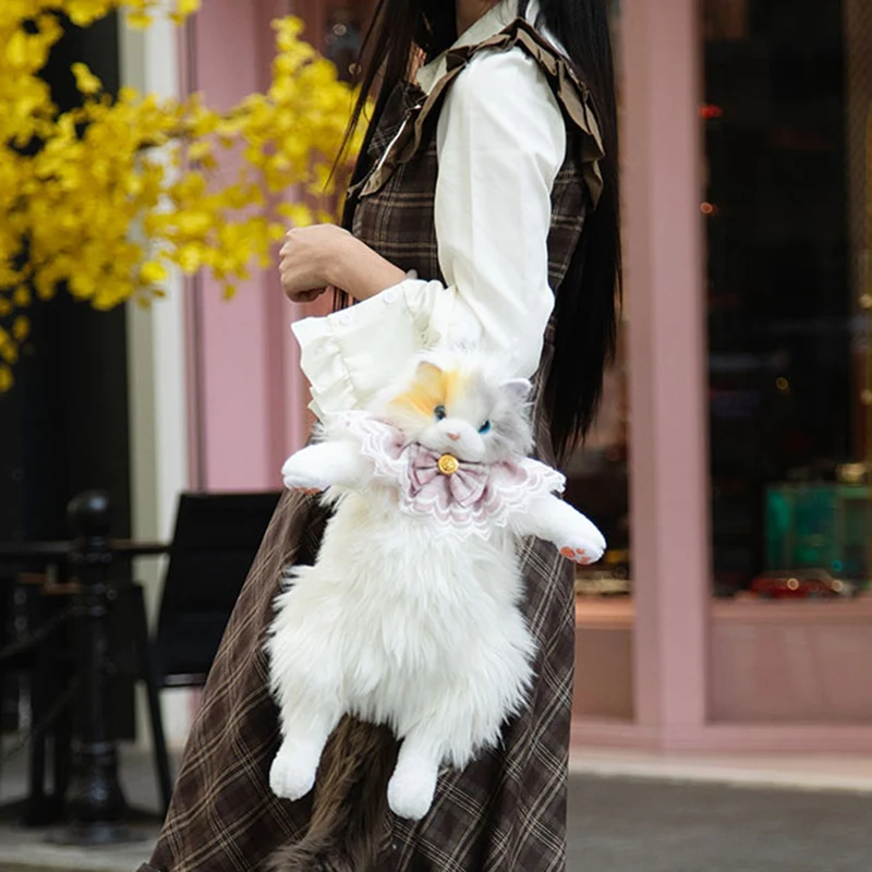 Cute Simulation Doll Cat Bag Doll Backpack Three Flower Cat Plush