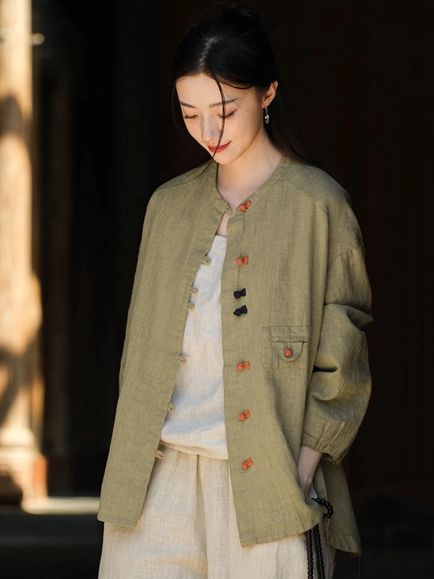 Linen Shirt Breathable - Nova Camisa Feminina Estilo Chinês Retrô