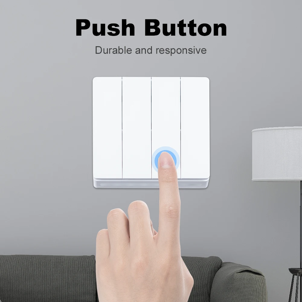 MANHOT Zigbee Smart EU Button Switch No Capacitor Required Push Button Switch Voice Control With Alexa Google Home SmartThings