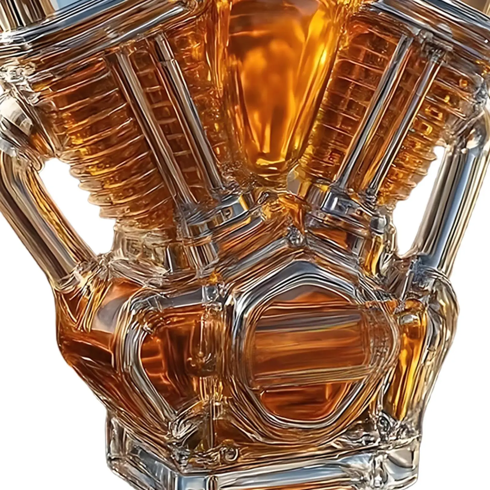 V-shape Whiskey Bottle Liquor Bottle Collectibles Decorative Motorcycle Engine Shape Alcohol Container For Display Cabinet