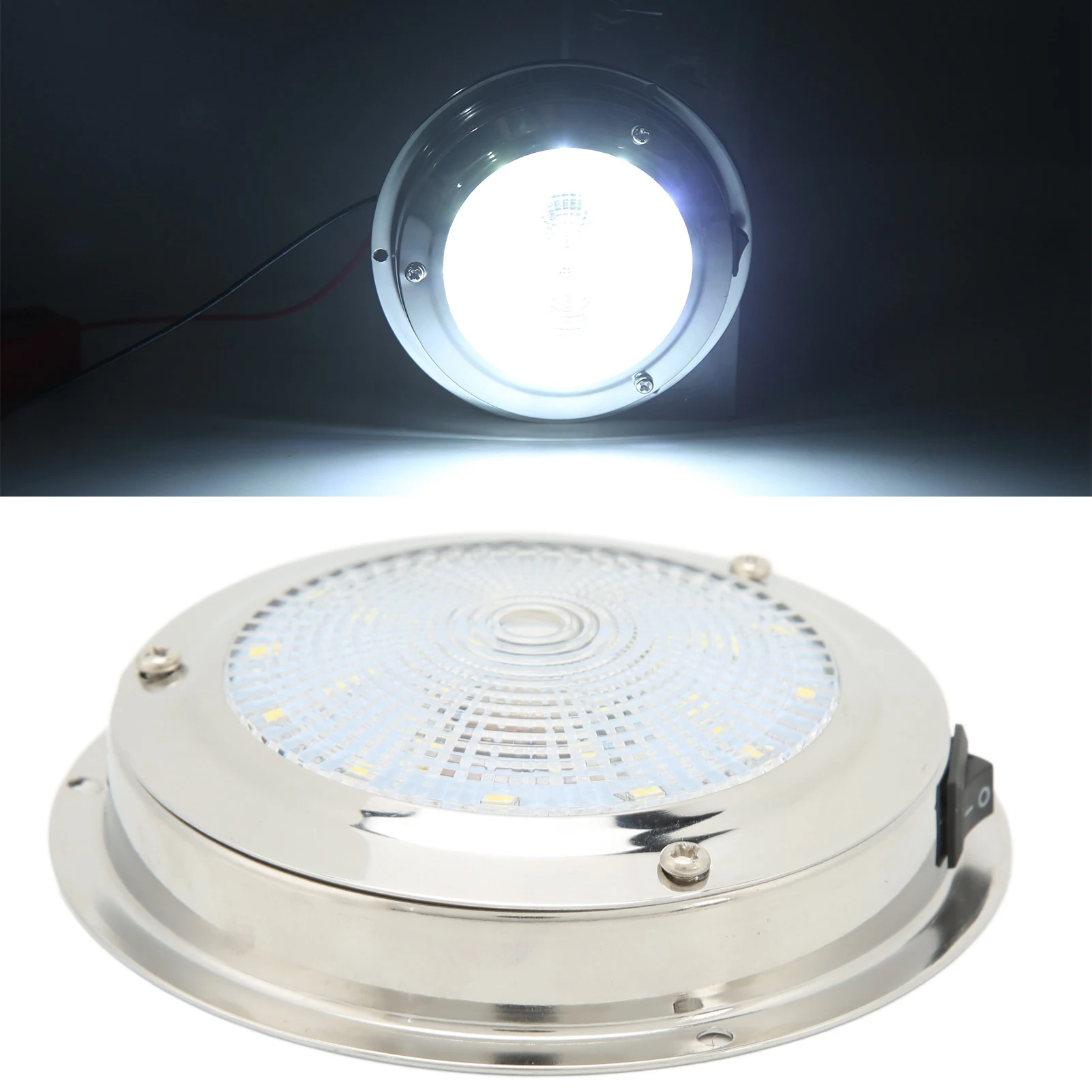 LED RV Dome Light Energy Saving Boat Courtesy Lamp DC12‑24V 316 Stainless Steel Housing  Super Bright for Marine