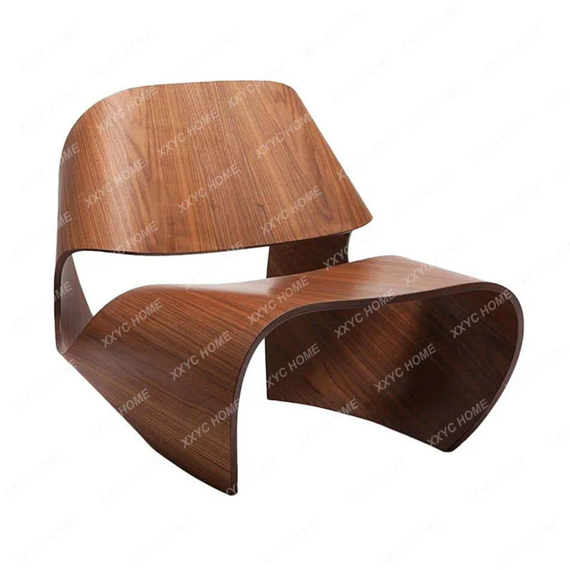 Creative Hollow Knee Chair Modern Wood Grain Leisure Chair Art Armchair