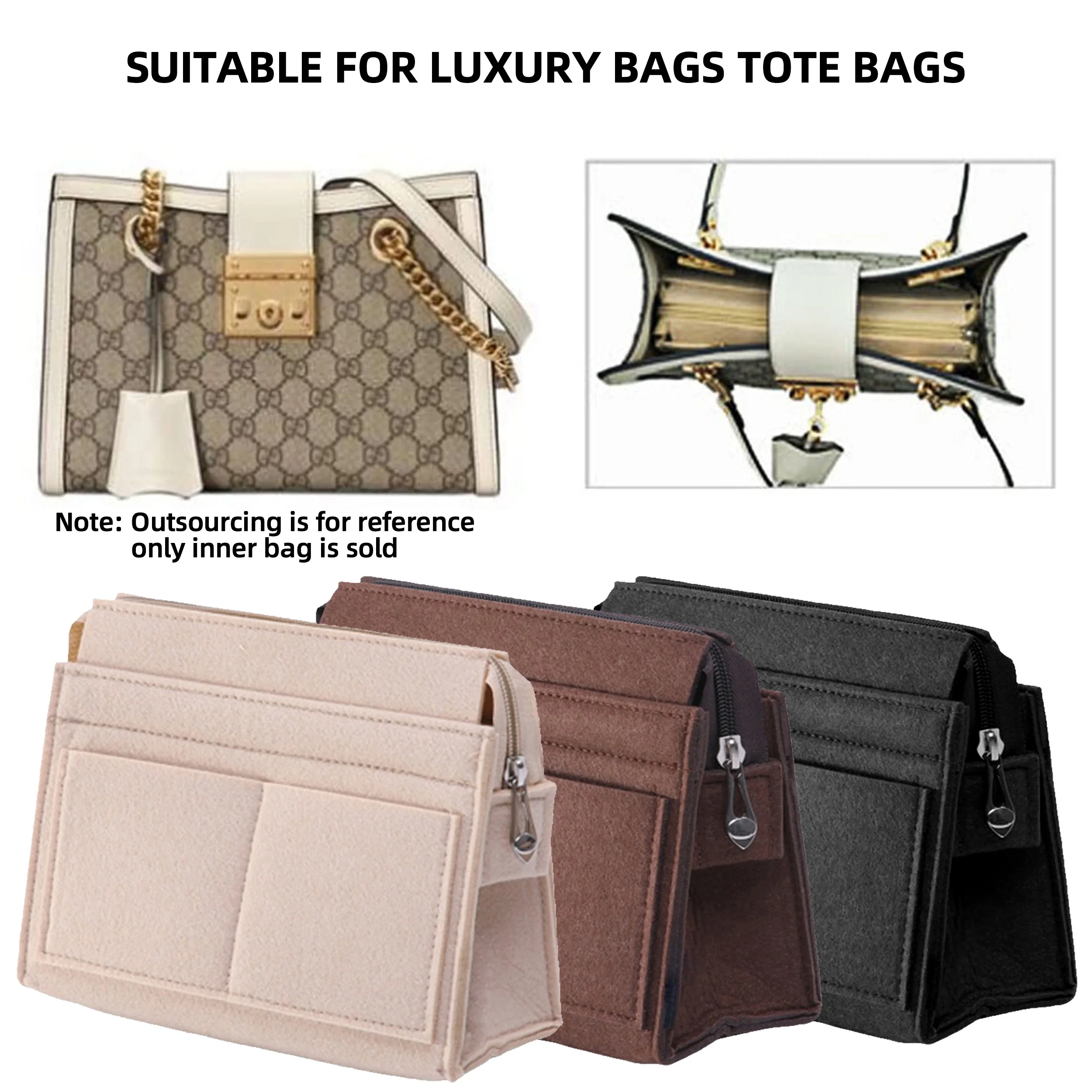 Purse Organizer Insert, Multi-Pocket Felt Bag Organizer For Women Handbag Tote Bag Purse Organizer
