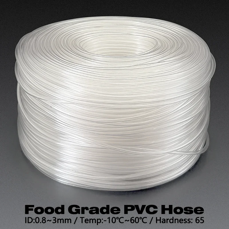 

Food Grade Transparent PVC Hose ID 0.5-3mm Anti-Tearing Anti-Bending Plastic Tube For Drinking Water & Beverage Liquid Delivery