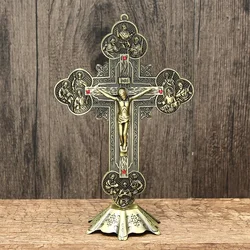 Church Relics Figurines Crucifix Jesus Christ on The Stand Cross Crucifix Home Chapel Decoration