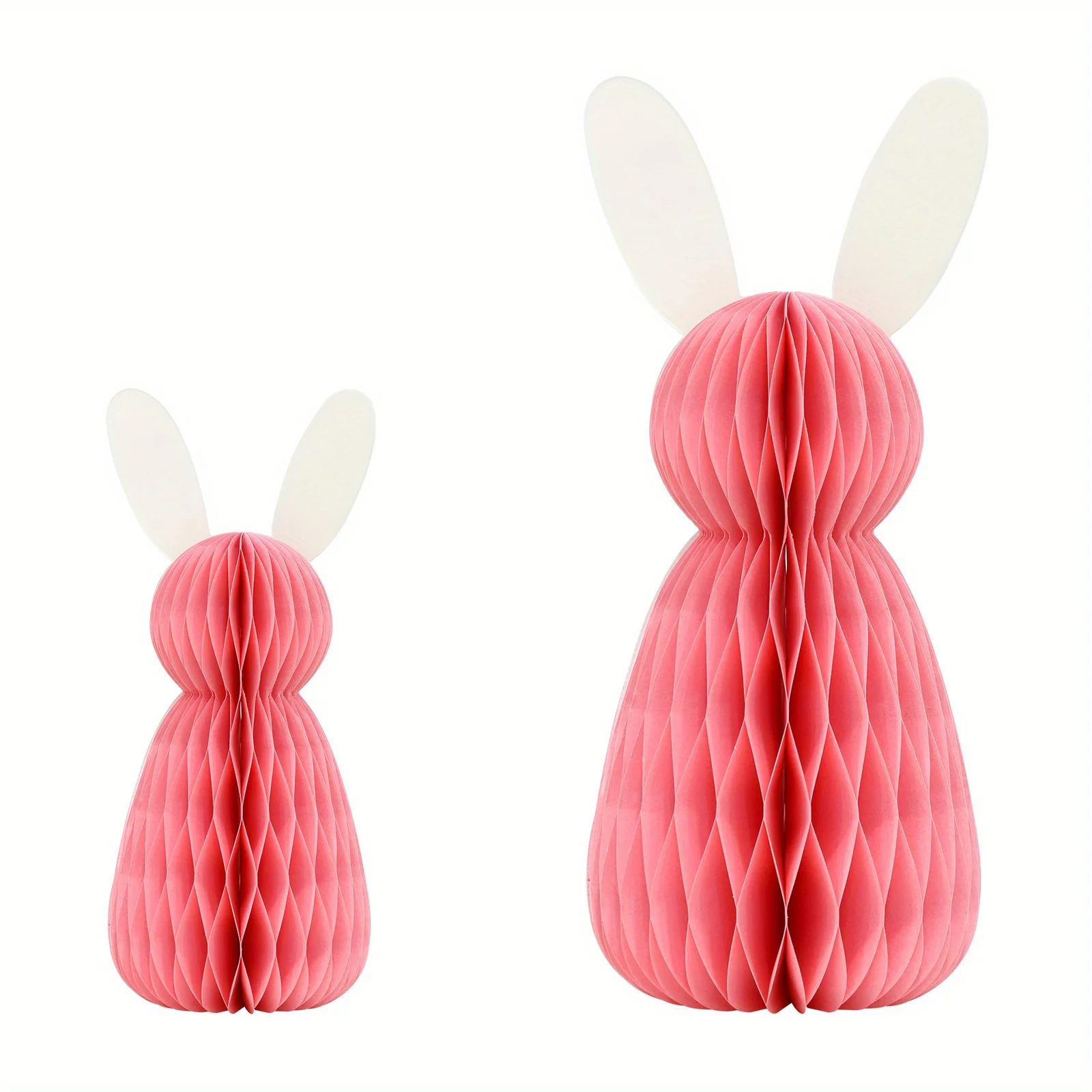 2pcs Easter Bunny Family Easter Decorations, Rabbit Honeycomb DIY Table Centerpiece Set for Spring Easter Decor, Bunny Party