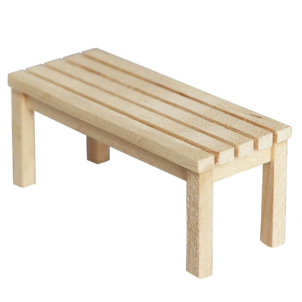 House Bench Model Mini Chair Handmade Furniture Miniature Desk Wooden Dolls