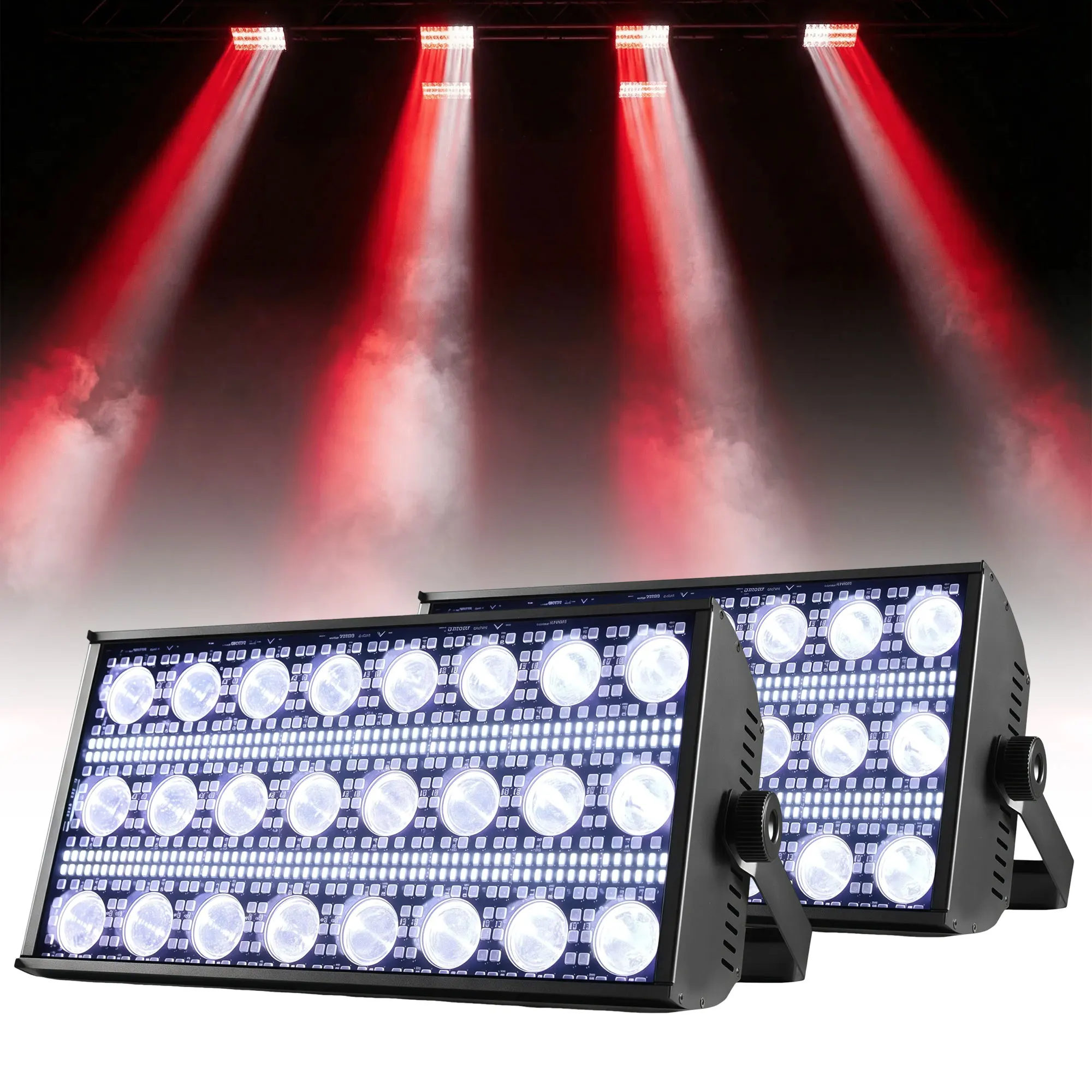 2 Projecteurs LED 300W à Effet Beam et Stroboscopique RGBW, 48 Zones, 24 LED 8000K, DMX Super Lumineux, Effets d'Éclairage de Scène DJ Wash Bar