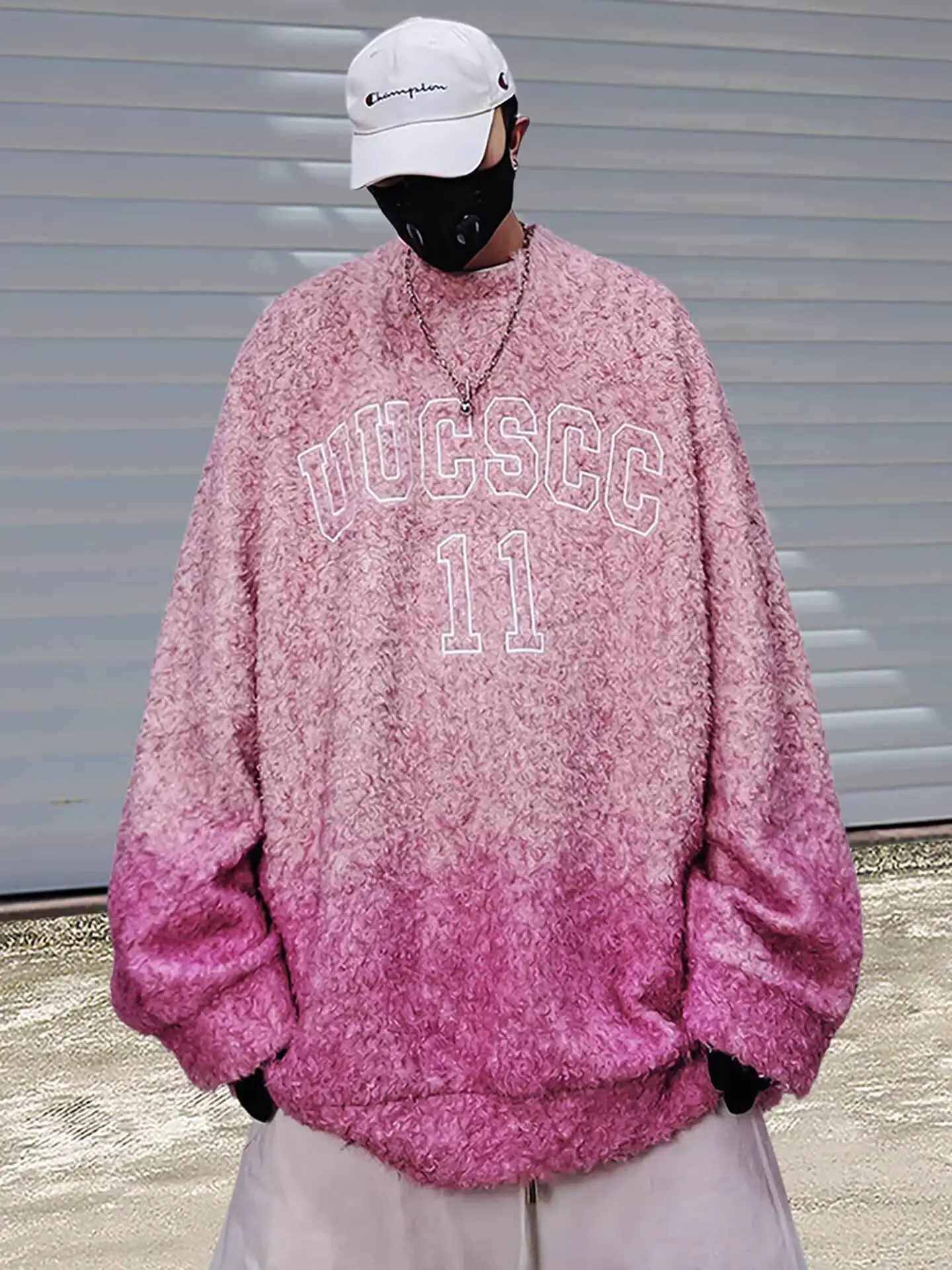 

Men's Hip Hop Mohair Sweater 2026 Spirng Autumn Oversized Loose Letters Embroidery Fit Pullover Streetwear Knit Sweatshirt