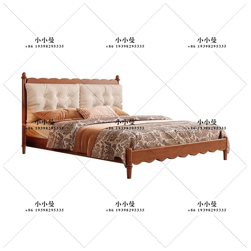 Retro double bed modern simple 1.5 meters antique master bedroom head soft bag