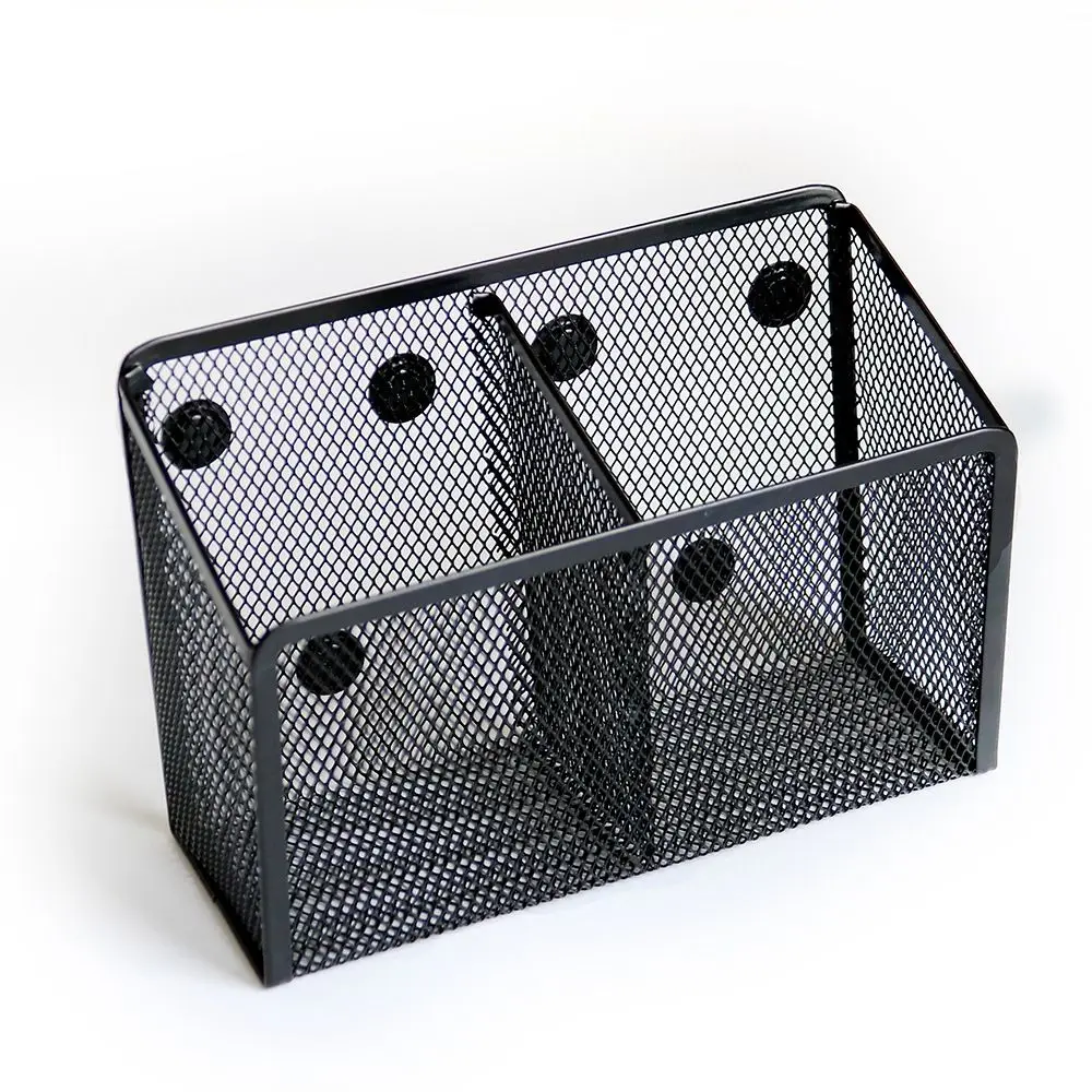 Mesh 3 Compartments Office Home Cultural Storage Box Stationery Makeup Organizer Storage Basket Pen Holder