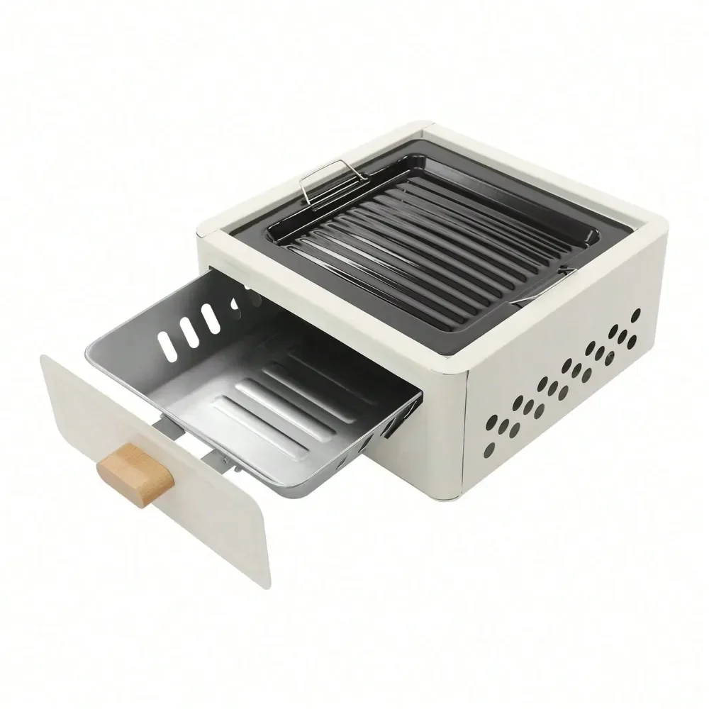 

Portable Square Camping Barbecue Grill With Drawer Type Charcoal Brazier For Outdoor Cooking Camping Picnics