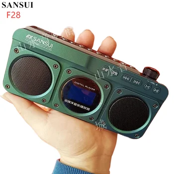 SANSUI F28 Mini Elderly FM Radio Outdoor Wireless Bluetooth Speakers MP3 Walkman Hi-fi Sound Quality LED Clock Lyrics Display TF