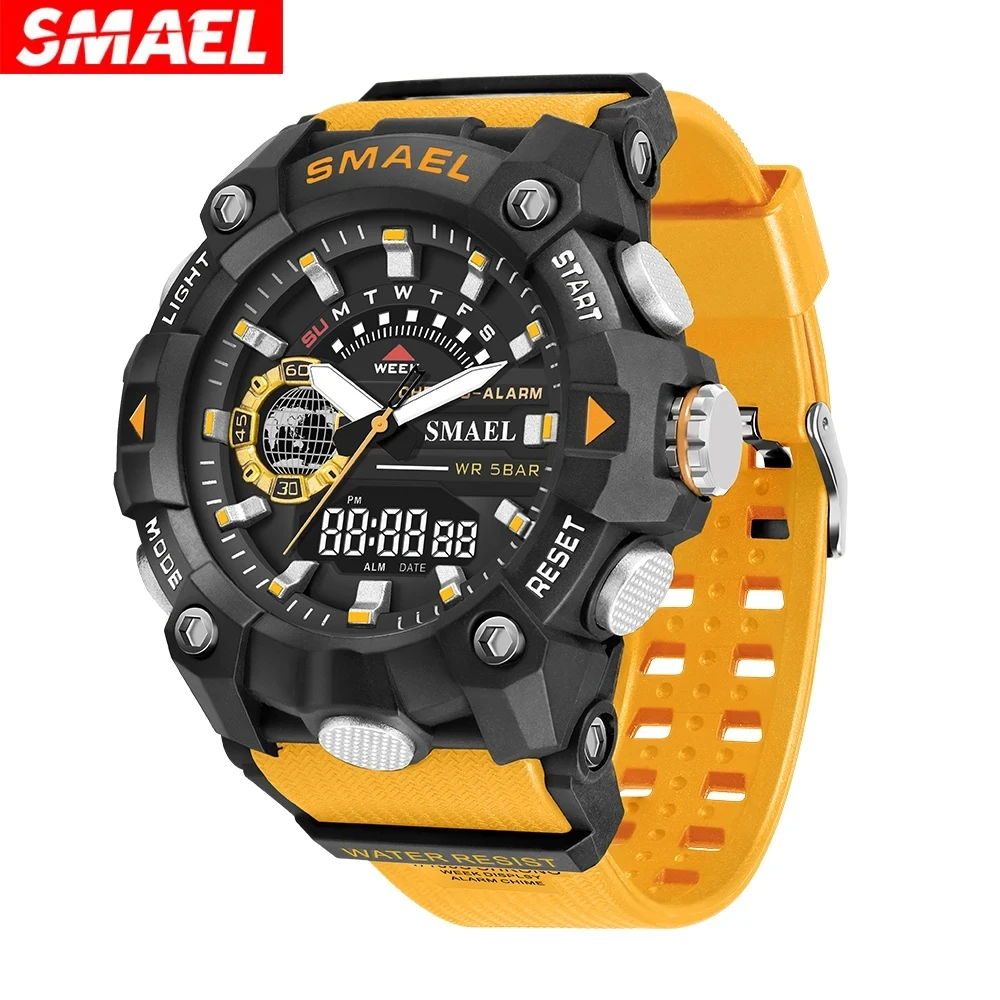 SMAEL 8040 Men\'s Fashion Electronic Watch Student Outdoor Sports 50M Waterproof Rubber Strap Alarm Clock Multifunctional Watches