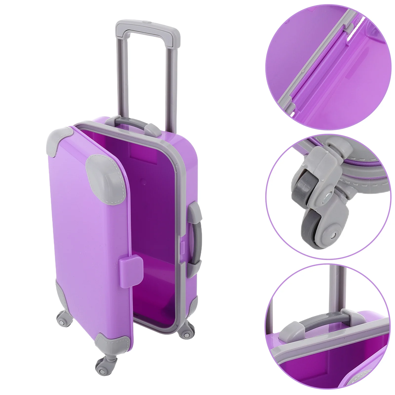 

Model Clothes Hanger Mini Trolley Case House Suitcase for Dolls Decoration Violet Travel