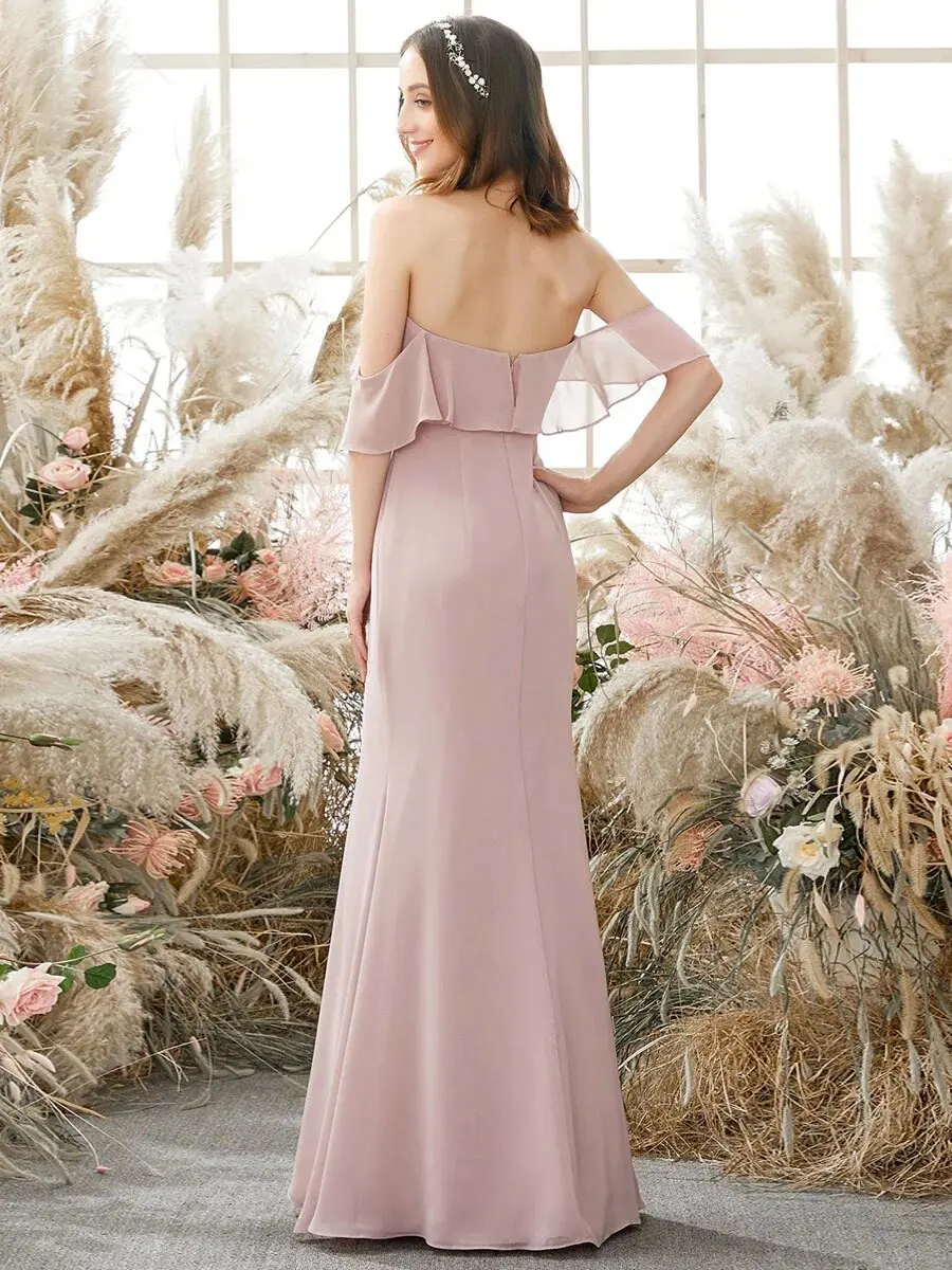 Vestido de dama de honra Chiffon, Rosa, Azul, Rosa, Longo, Barato, Sob 35, Festa, Casamento, Dama de honra, Loja