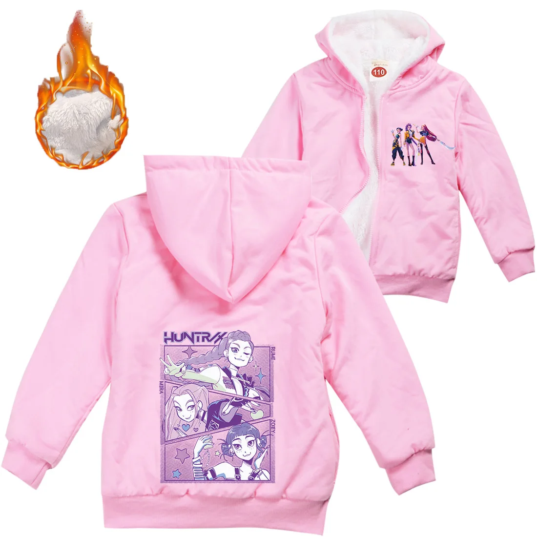 

Одежда в стиле аниме Kpop «Охотники на демонов», детские теплые куртки на молнии, утепленные флисовые пальто для маленьких девочек-подростков, зима 2025 года, верхняя одежда на молнии