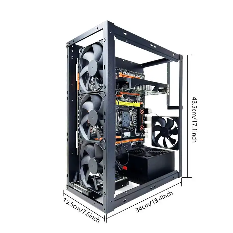 Imagem -06 - Caixa do Computador Motherboard Rack Quadro de Alumínio Rack de Resfriamento Suporte de Chassis Aberto Boa Dissipação de Calor Diy