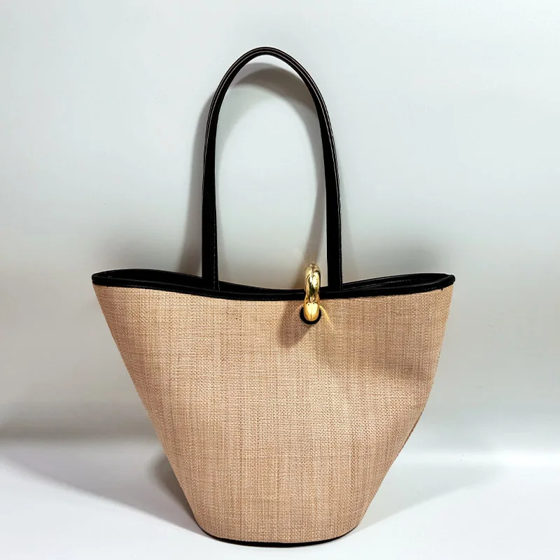 

Spring and summer designer casual multifunctional commuter basket bag new stylish retro women straw woven tote bag Bags for wome