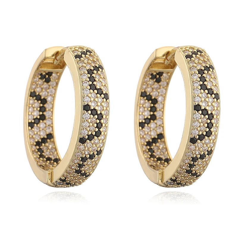 HECHENG,Fashion Leopard Print Hoop Earrings with Cubic Zirconia Small/Large Hoop Earrings Ladies Birthday Gift 1 Pair