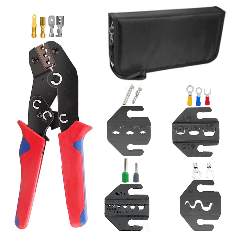 SN-48B Tool Kit for Crimping Pliers, Alloy Steel Jaws, 0.25-6mm ²， Tubular Terminal, 2.8/4.8/6.3mm Male Female Docking Terminal