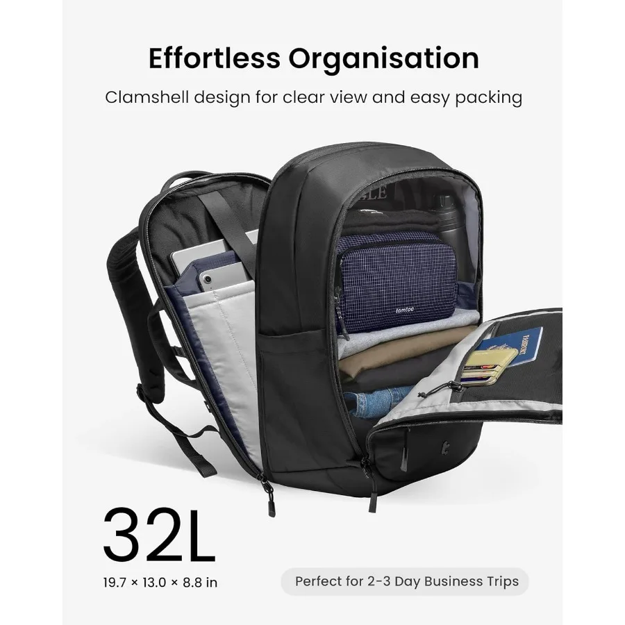 حقيبة ظهر للكمبيوتر المحمول Thomc سعة 32 لترًا حقيبة عمل كبيرة تناسب الكمبيوتر المحمول مقاس 15.6-16 بوصة مقاومة للماء حقيبة ظهر متينة للسفر للكمبيوتر fo
